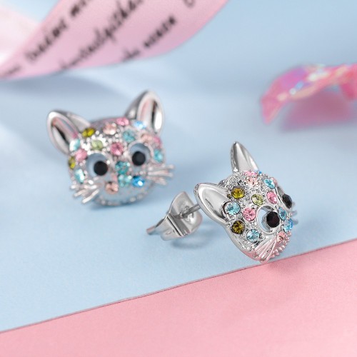 Lanqueen Cute Cat Stud Earrings